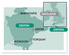 A Map showing Devon and it's location within England